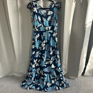 Jessica Simpson Babydoll Dress Medium Floral‎ Midi Hawaiian Bloomcore Boho 17745